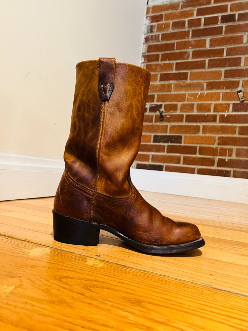 VTG Durango Campus Women's 7.5M Brown Leather Square Toe Pull-On Western Boots - Picture 3 of 16